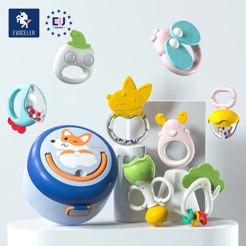 
EVOCELER 10 PCS BPA Free Food Grade Newborn Baby Gift Hot Sale Products Wrist Infant Baby Kids Rattle Toys 