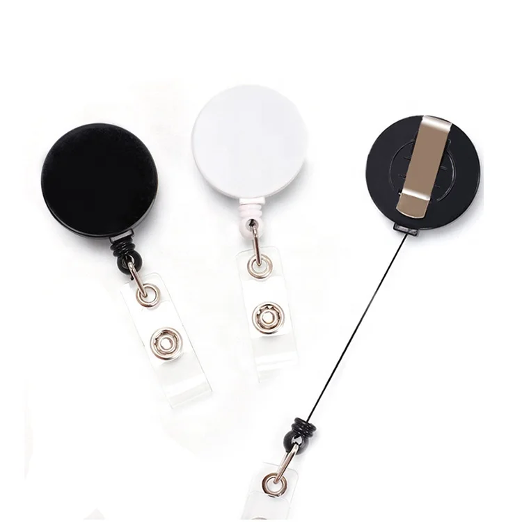 32mm Flat Cover Plastic Retractable Felt Pharmacy Tech Badge Holder Social Worker  Badge Reel Sublimation Wholesale