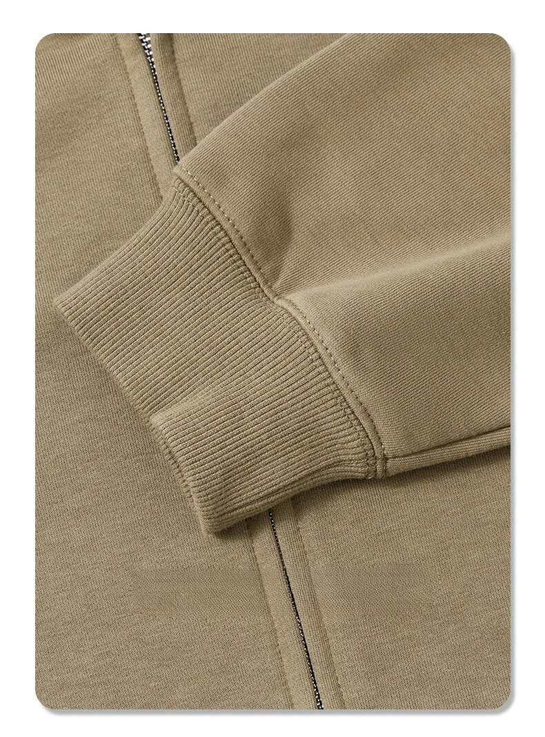 600g Metal Zipper Hoodie Cardigan Heavyweight Super Soft Silver Fox Fleece Hooded Jacket Plush Warm Full Zip Up Hoodie