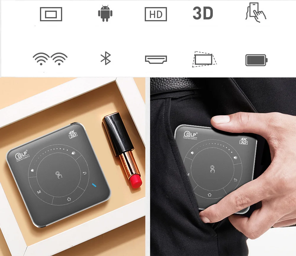  Умный мини мобильный кинопроектор Беспроводной Wi-Fi HD удобный 1920*1080P2021
