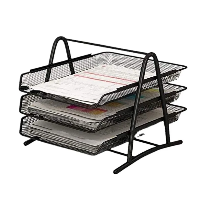 Stretchable 3-Tier Home Office Desk Organizer A4 Paper Document File Tray Book Shelf  Metal Wire Mesh Storage file Holder