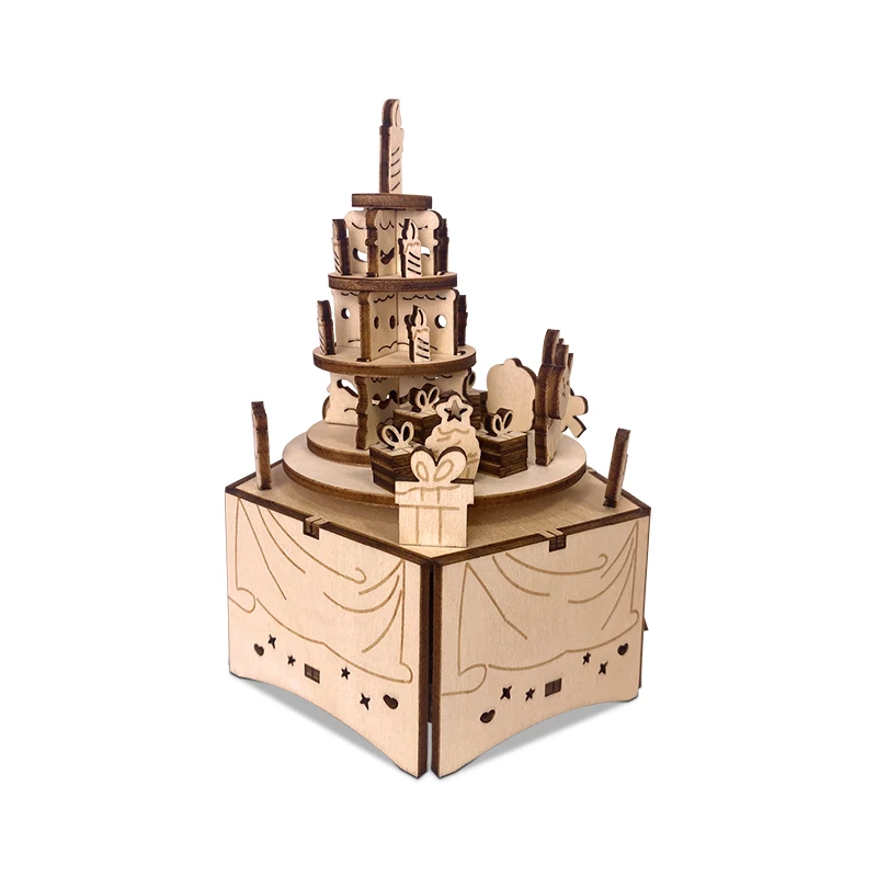 Y-TOP Custom Rabbit Birthday Party Mechanical Music Box 3D Puzzle Wooden Music Boxes DIY Assembly Craft