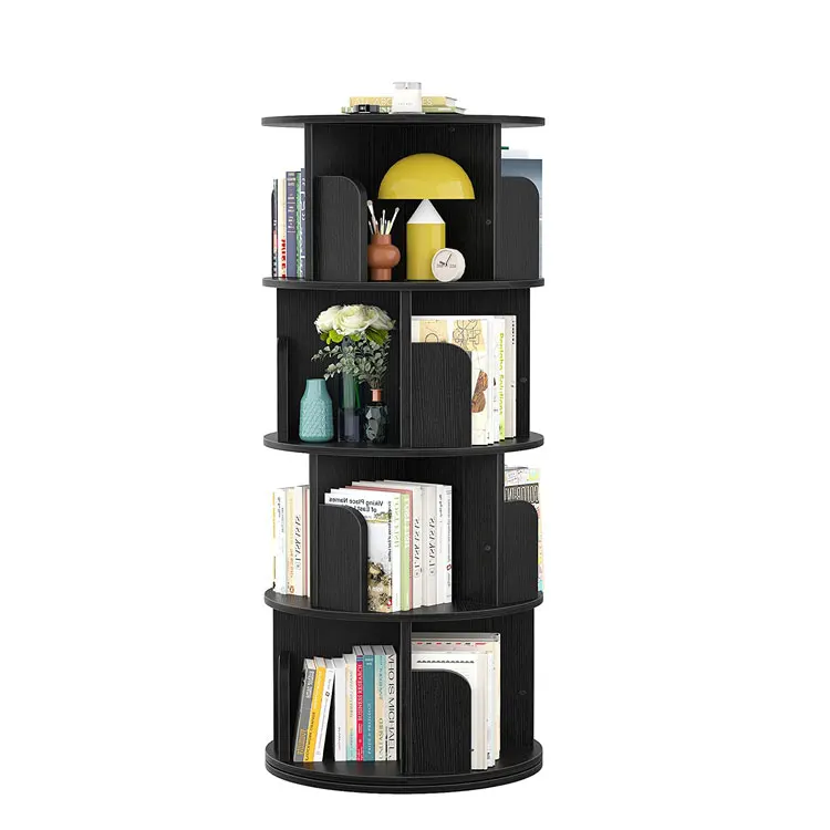 4-shelf rotary bookshelf home bookcase tall book shelf modern 360 rotating storage display book rack