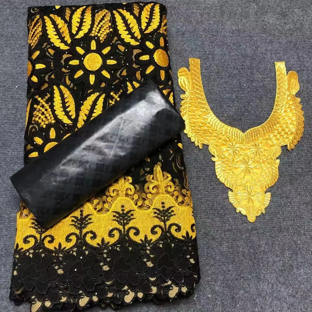 2.5+2.5 Yards Bazin Riche Fabric With 100% Cotton Embroidered Dry Lace 2020 Hot Selling Guipure Swiss Voile In Switzerland