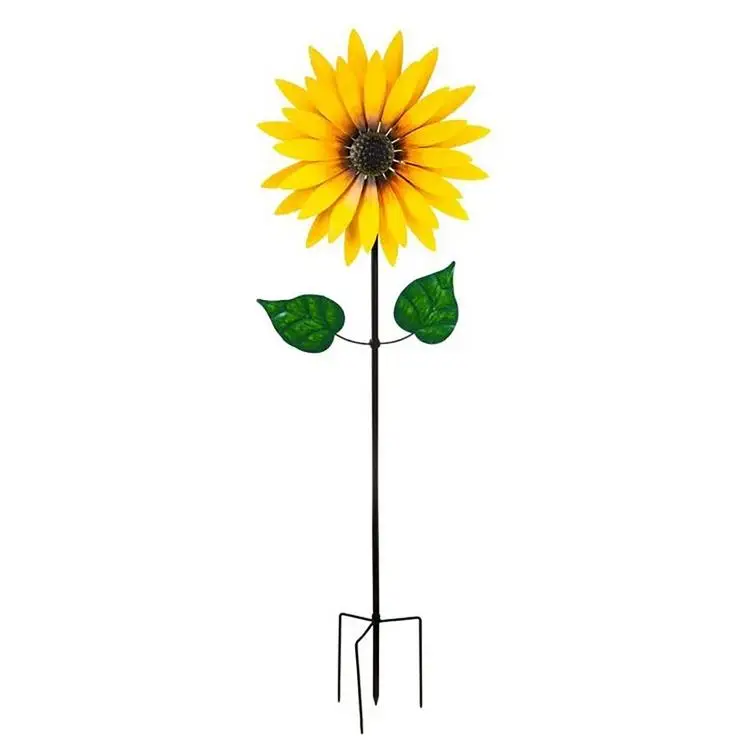 
Sunflower Wind Spinner Rotating Windmill Stake Garden Decor Iron Lawn Insert Decor Stake Yard Vertical Patio Metal 