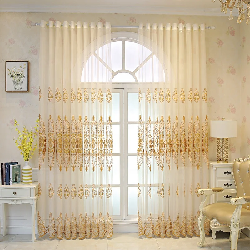 Sheer Curtains Geometric Window Tulle Curtains Embroidered Curtains for Living Room Bedroom Panels For Kitchen Ready Made