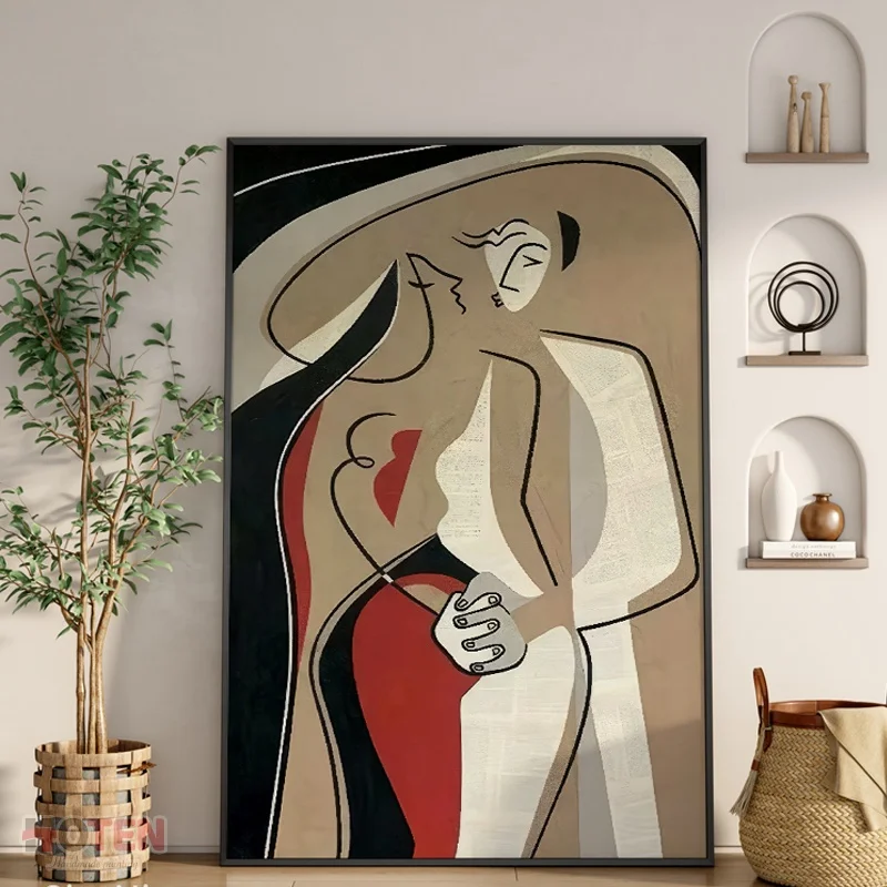Original Art Custom Modern Best couple Figure & Portrait Wall Art Hand-Painted Canvas Oil Painting for Home Decor