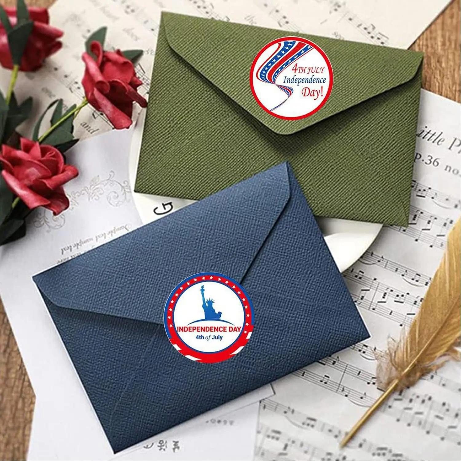 Independence Day Label Stickers Roll 4th of July Envelope Seals Stickers Patriotic Party