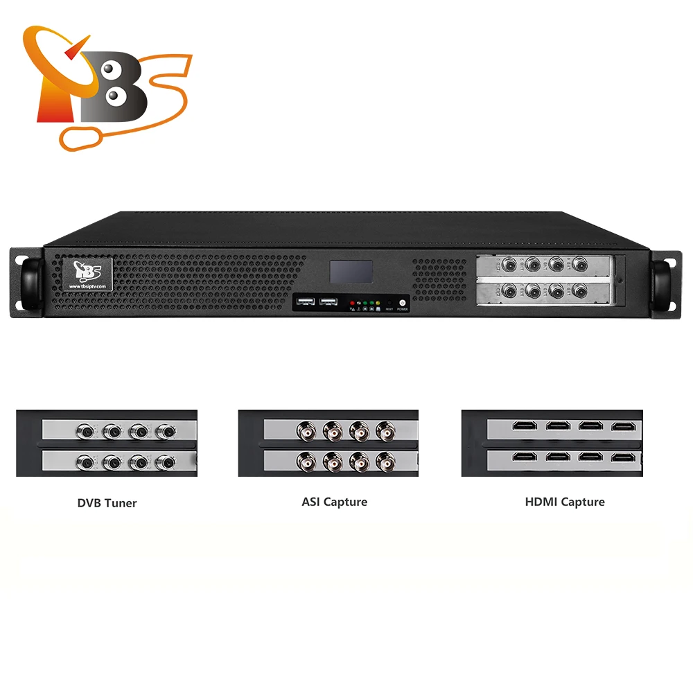 TBS8510 with 2pcs TBS6909X IPTV transcoder supporting IP and DVB-S/S2/S2X satellite  input 30HD channels H.265/H.264 trancoding