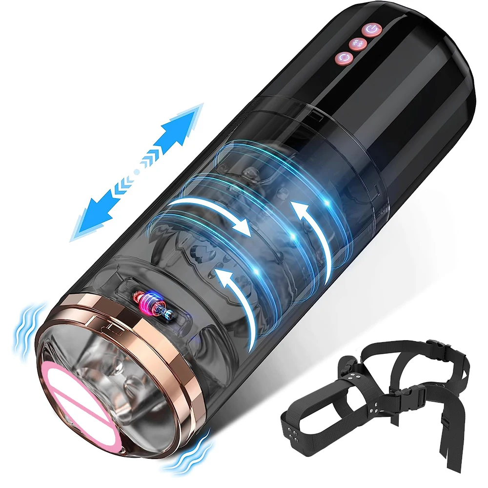 Original Silicone Realistic 3D Texture Vaginal Mouth Electric Male Masturbator with 10 Powerful Thrusting Modes Sex Toys for Men