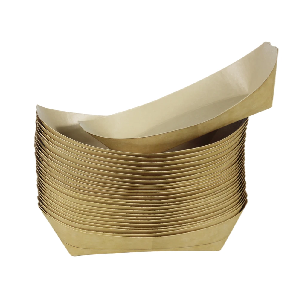 Biodegradable disposable boat shape oil-proof octopus balls snack plates paper tray