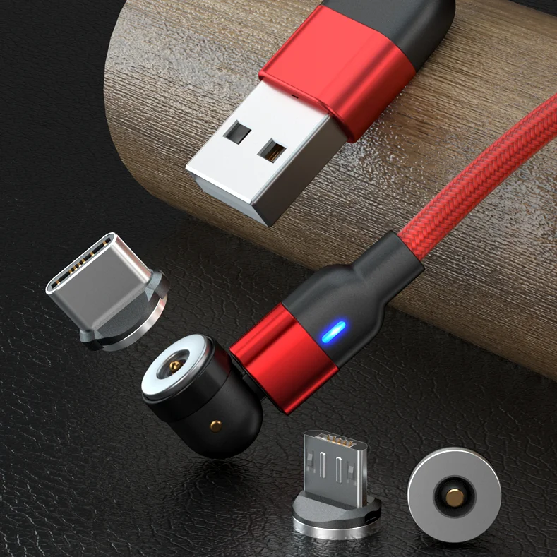  Магнитный usb-кабель для зарядки мобильного телефона 540 с вращением типа c 3 в