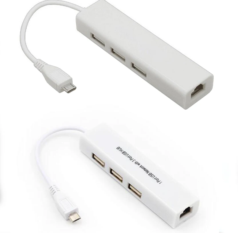 Mini USB Micro usb usb2.0 to Ethernet ports + 3 port USB2.0 HUB 20cm cable rj45 male adapter