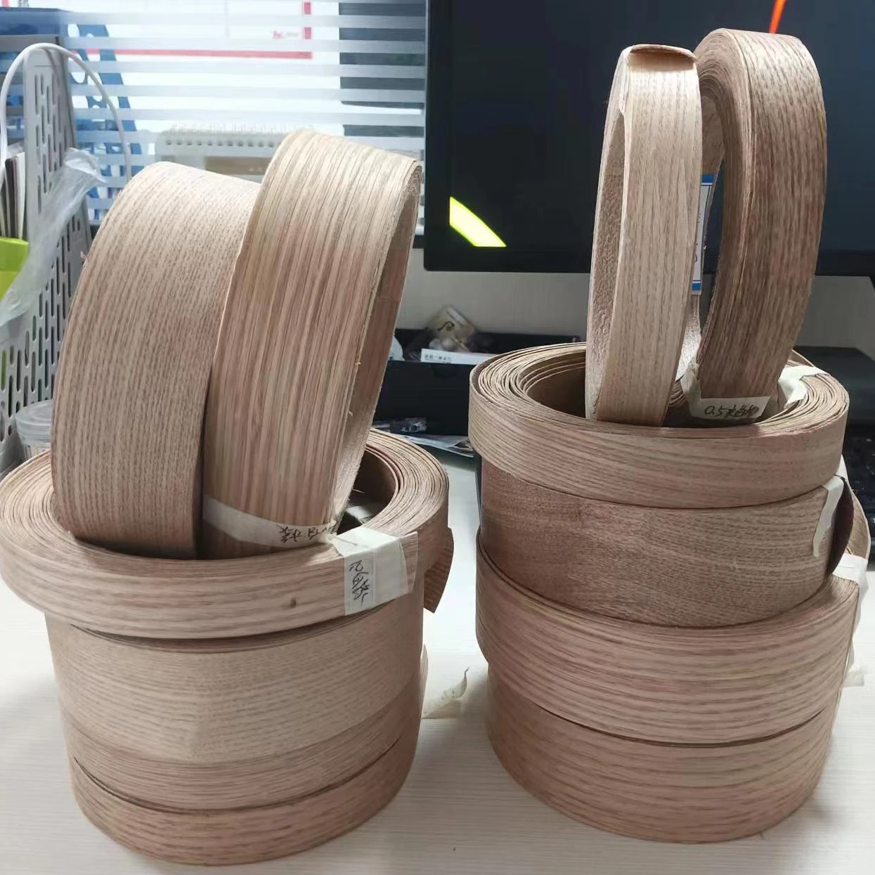 pvc Wood Veneer Edge Banding Preglued Iron-On with Hot Melt Adhesive Edgebanding Flexible Wood Tape