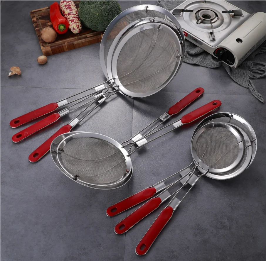 Factory price Kitchen Tool Wire Strainer Colander Juicer Filter Food Tea Drying Spoon stainless steel strainer colander