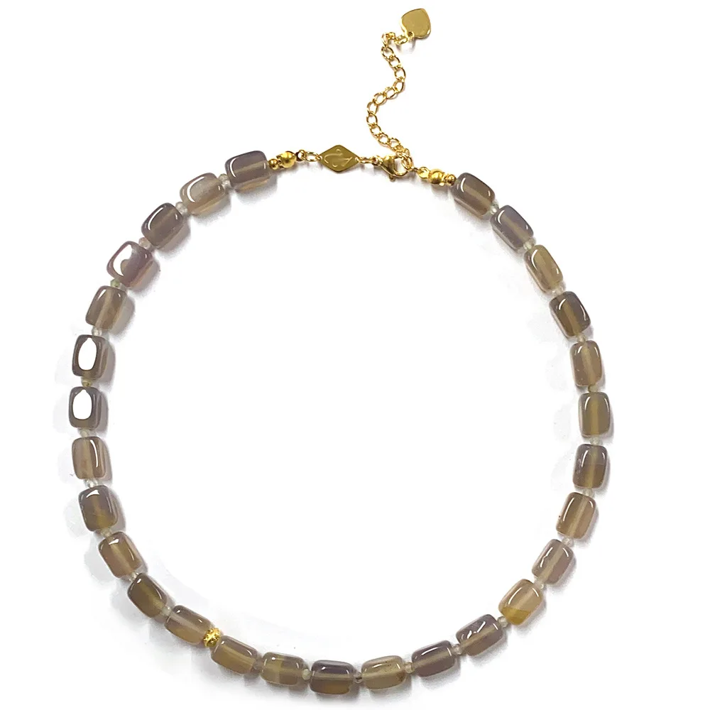 New Natural Stone Handmade Beaded Necklace Fashion Diy Natural Stone Custom Necklace