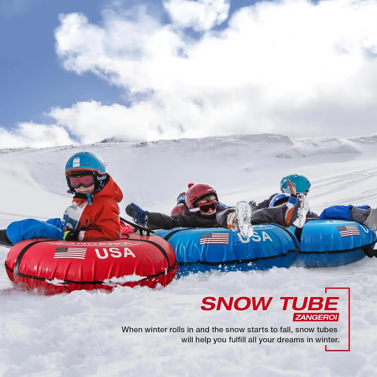 Heavy Duty Snow Tube for Sledding Snow Sled Sledding Tube Inflatable Snow Tube for Towable Rubber   Winter Sports Fun