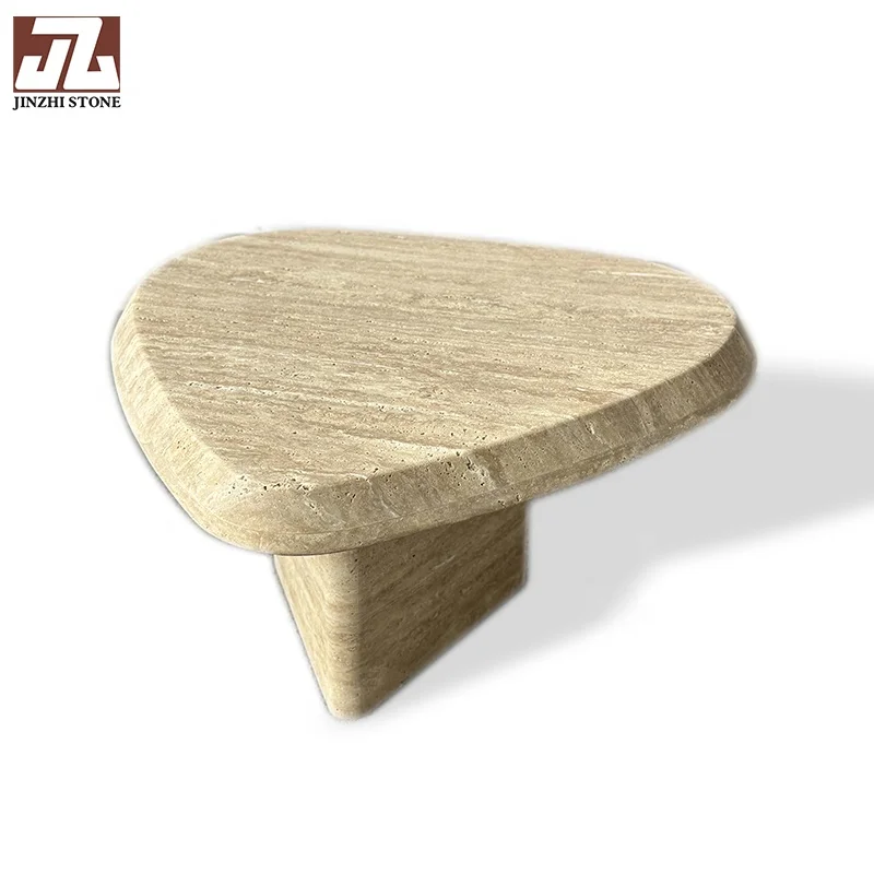 Marble Beige Coffee Table Living Room Furniture Marble Top Coffee Travertine Coffee Table Bench Handcrafted in Travertine