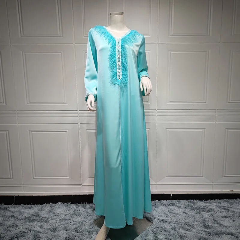 Y AB134 Arab Dubai dress Middle East New traditional muslim clothing Fashion feather stitching robe