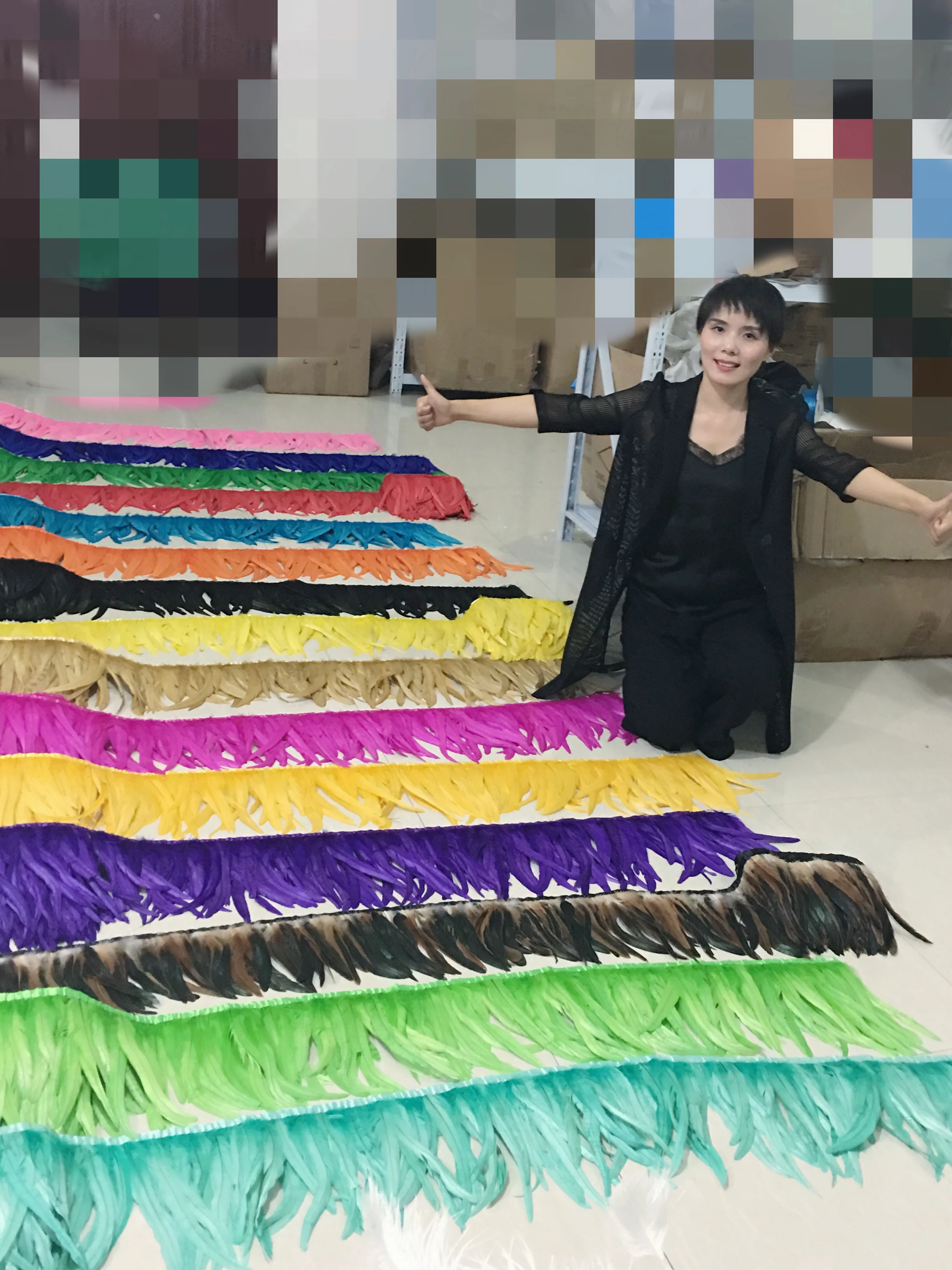 ZPDECOR Wholesale Stock 16 Colors 30-35 cm Bleached Dyed Green Rooster Coque Tail Feather Trim for Carnival Costumes