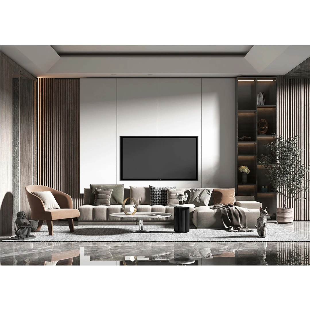 Rock slab TV background wall decoration New Chinese style light luxury bedside TV wall decoration