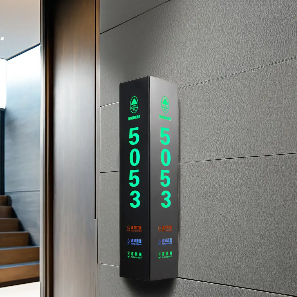 Smart Doorbell System DND Sign Electronic Hotel Digital Number Plates Stainless Steel Single Pole Switch hotel doorplate