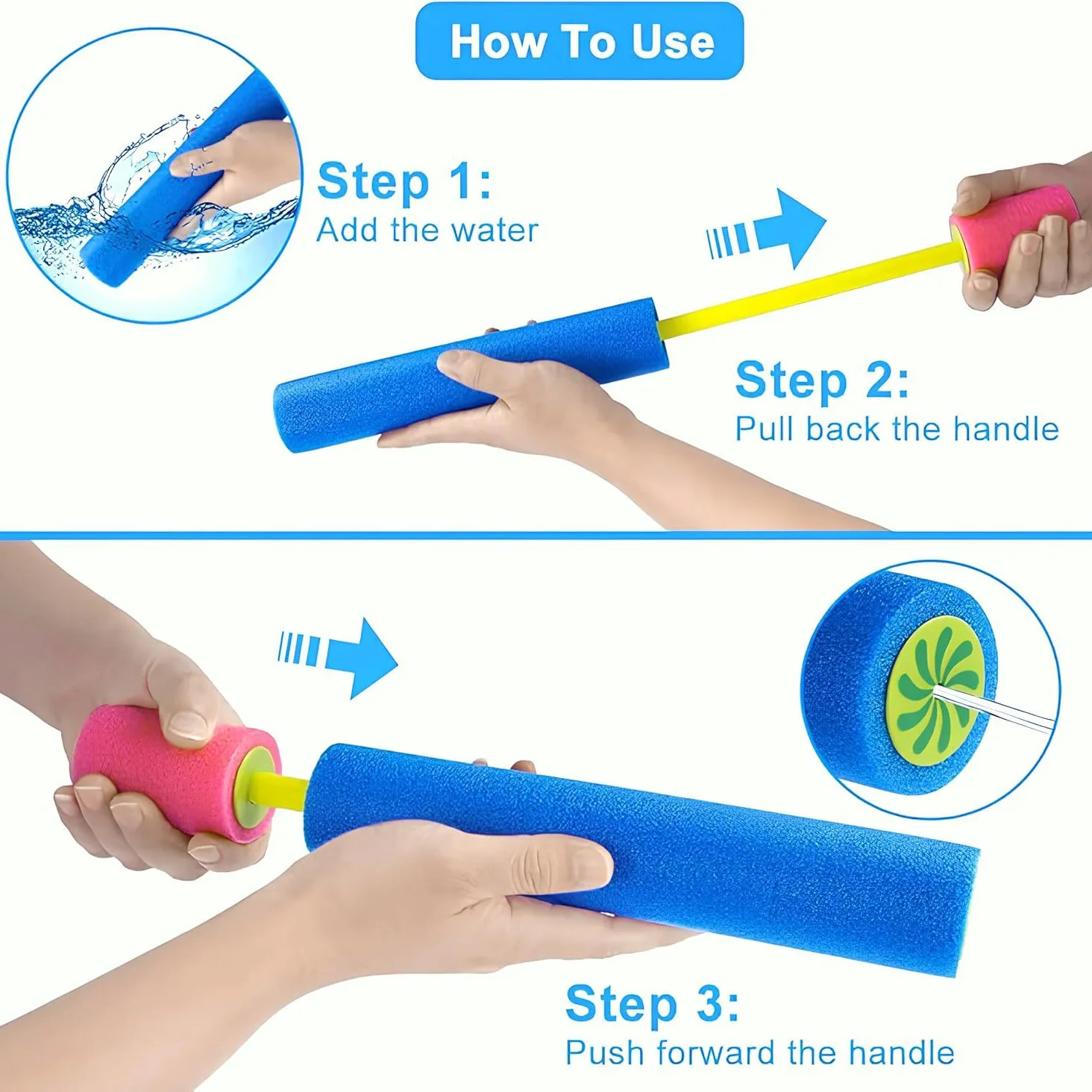 New Arrivals Pull-out Water Cannon Water Shooters Foam Squirt Guns EVA Water Gun For Swimming For Kids