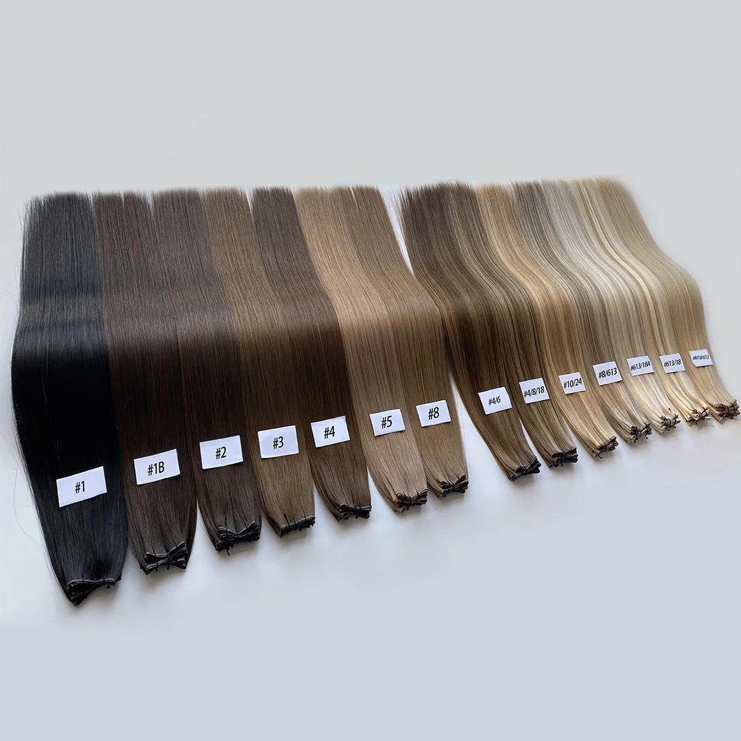 HaiYi Factory Large Stock New Invisible Mini Flat Weft Double Drawn Genius Weft Hair Extension