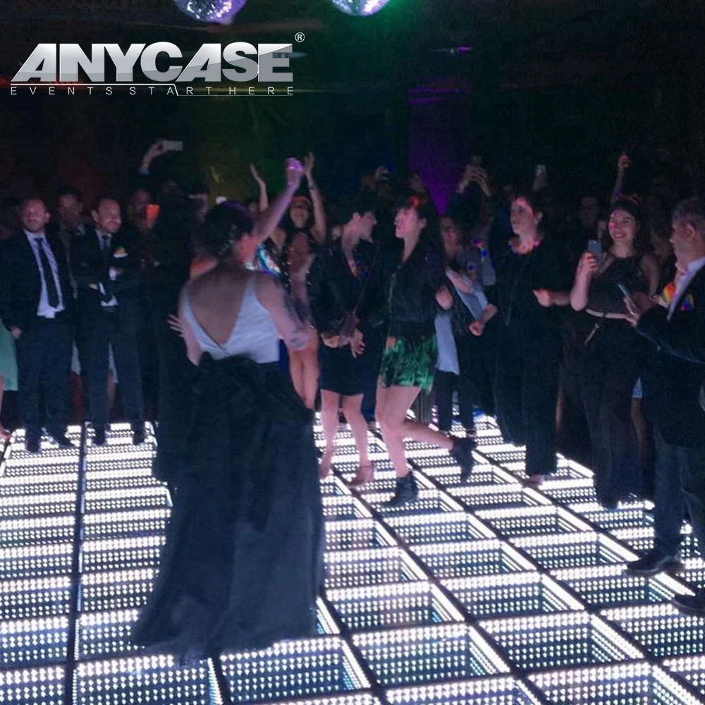 Night Club Multi-color changing RGB 50x50cm 60x60cm 3D infinity led Glass Wedding mirror dance Floor with Led lights for disco