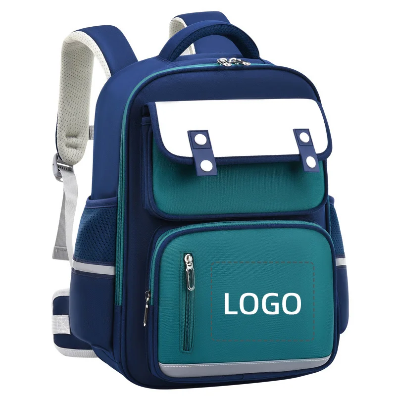 Customized LOGO Geometric Pattern School Backpack with Shoulder Waist Protection Students Boys Girls Reduces Burden
