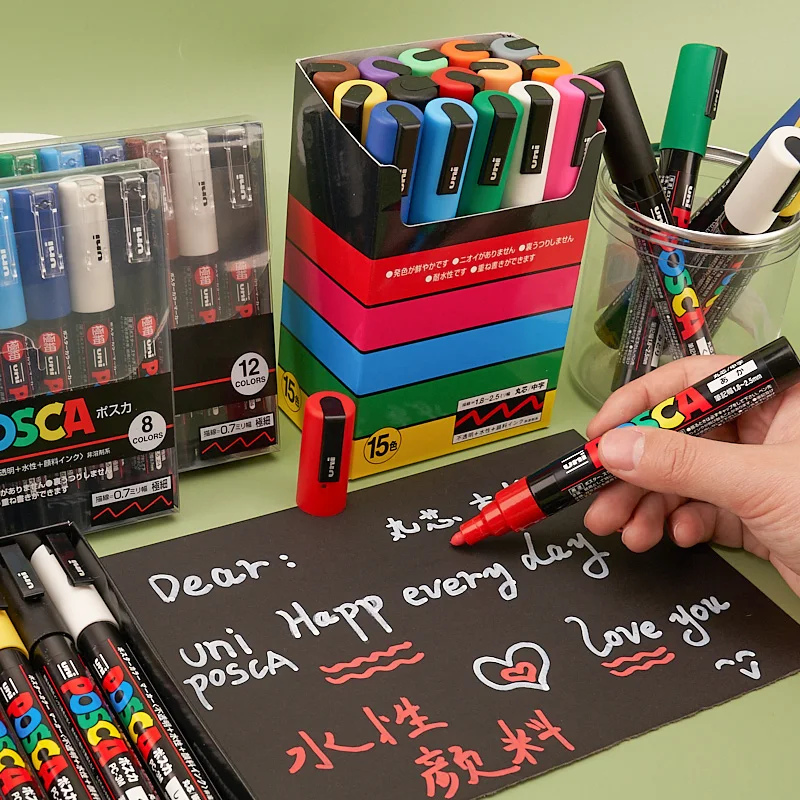 Uni-Posca Акриловая Краска Маркер ручки набор Mitsubishi Uni Posca плакат цвет маркировки Pc-3M краски художественные для