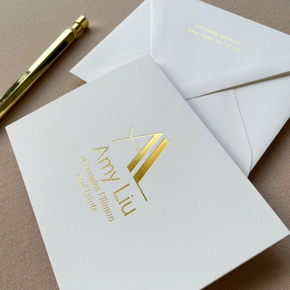 Luxury Gold Foil Thank You Card Folded Notecard Set Gold Foil Thank You Cards