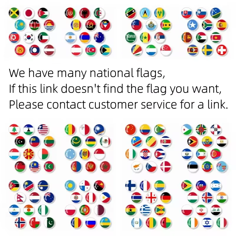 European Flags Cuff Links World National Flag Custom Logo High Quality Stainless Steel Round Men Cufflinks with Box