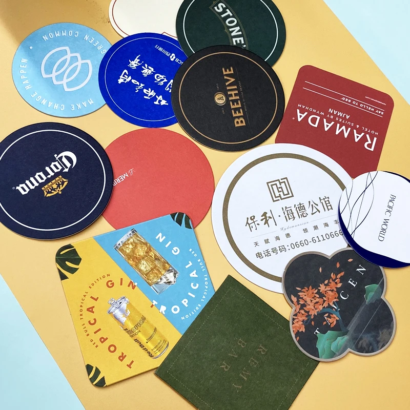 Custom disposable coaster paper cardboard hotel restaurrant coaster absorbent paper bar ktv beer coaster mat printing for drinks