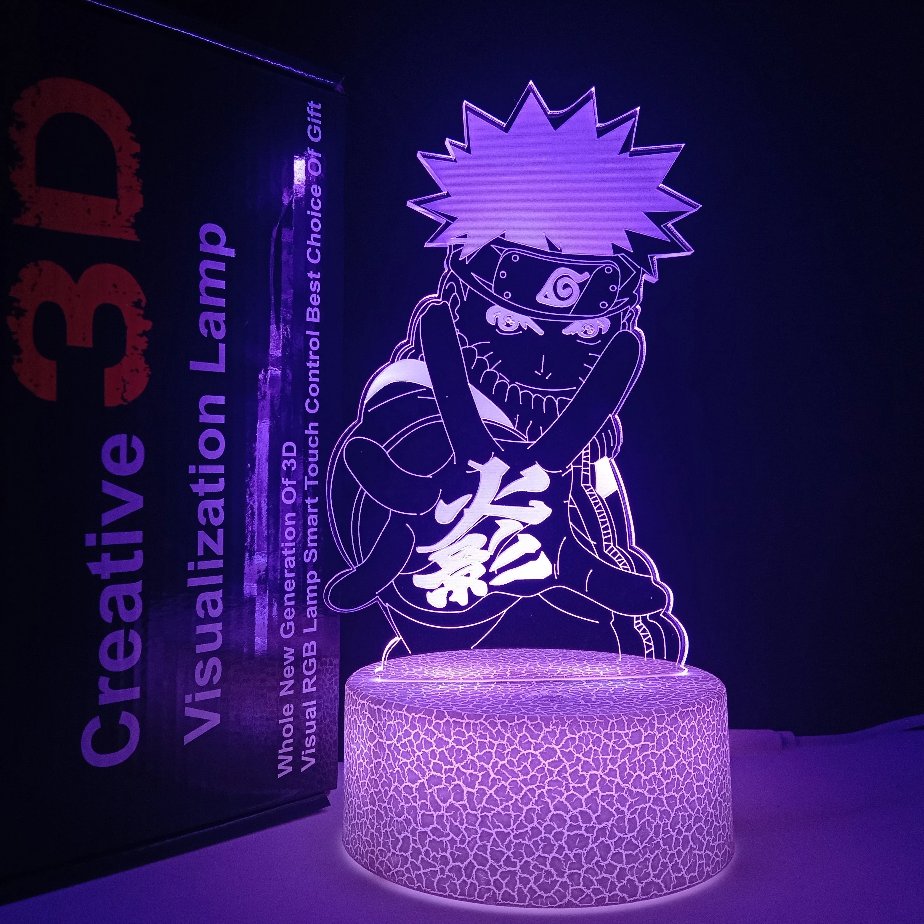 Christmas Gift Set Crackle Base Anime Designs 3D Vision Lamps Remote Control 16 LED Colors 4 Modes 3D Illusion Night Light