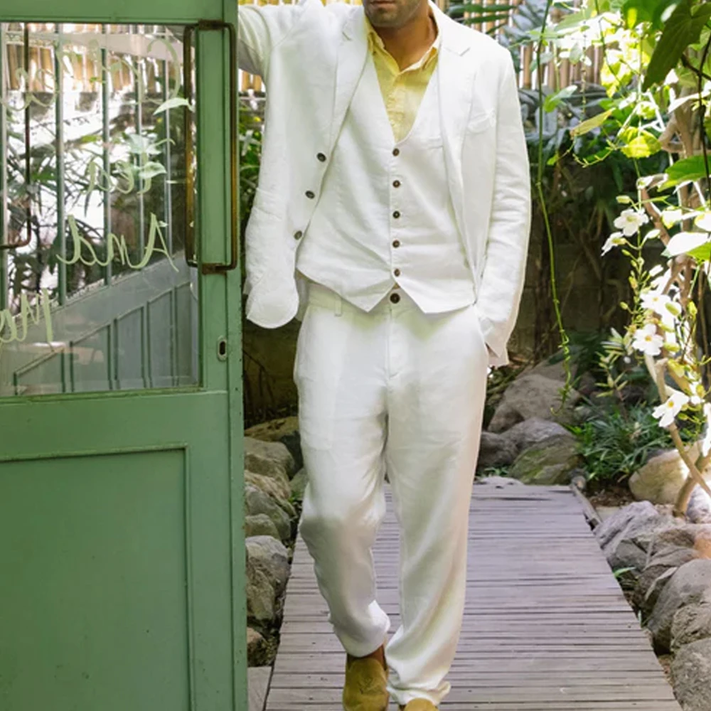 Классические мужские льняные брюки прочные летние универсальные легкие для пляжного офиса и повседневного стиля