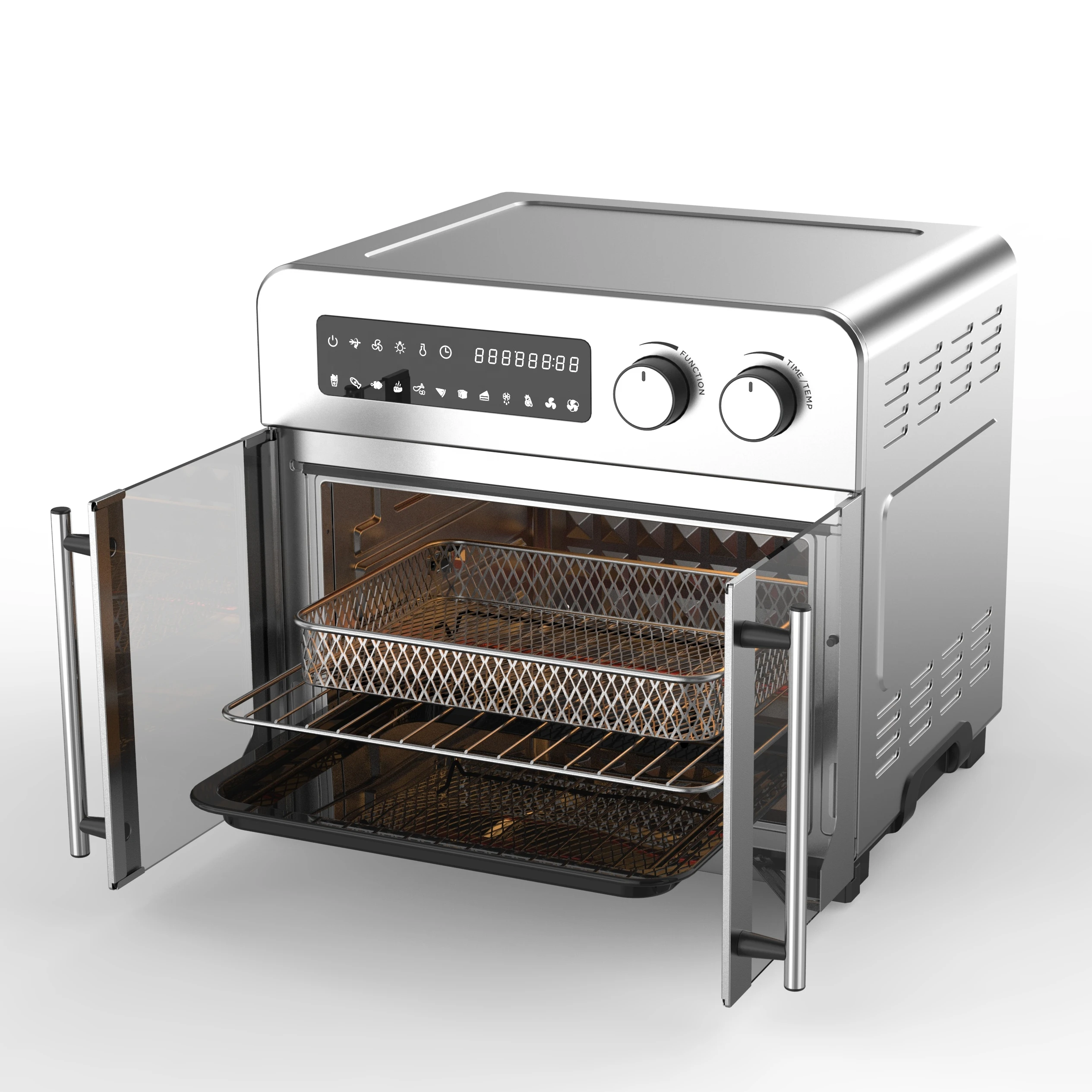 Wholesale PRICE  1700W French Door 23l multi Air Oven Oil Free Stainless Steel Convection Hot Air Oven