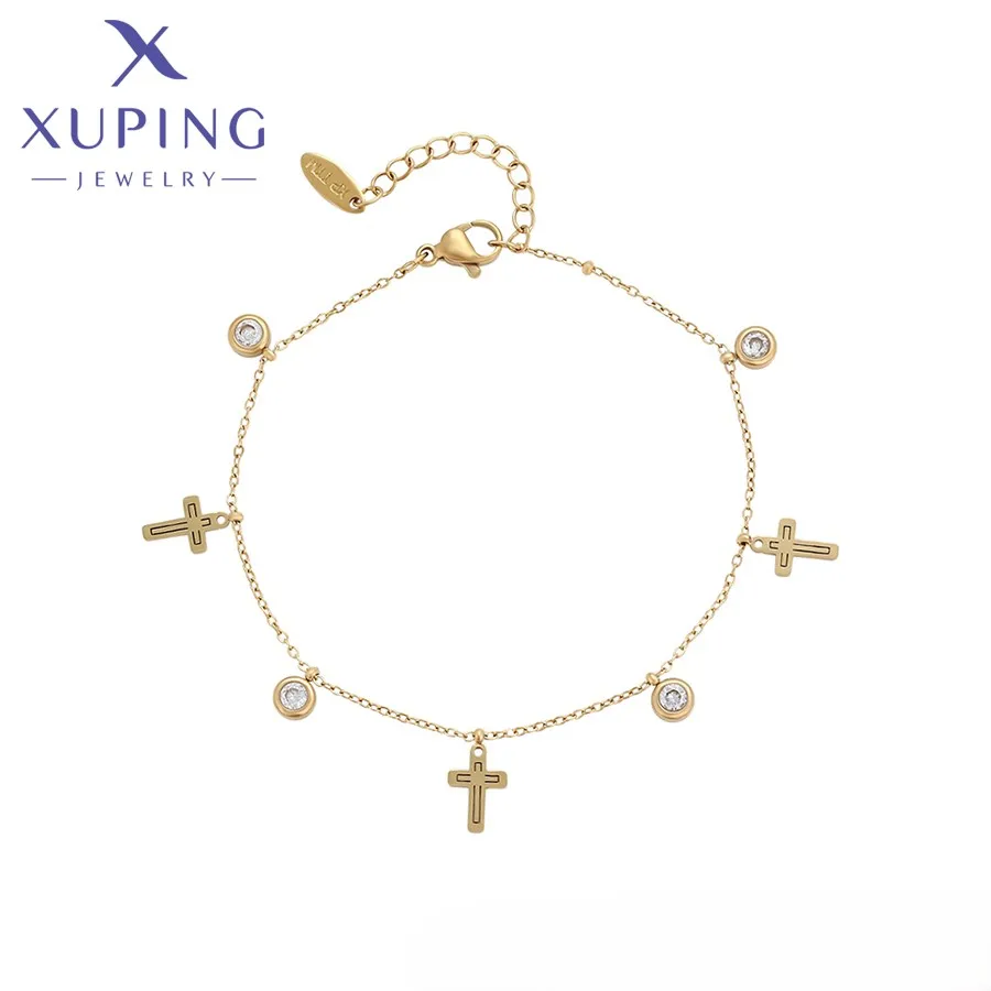T000756767 XUPING ювелирные изделия 14K золотистого цвета Элегантные Очаровательные из нержавеющей стали Крест женские браслеты