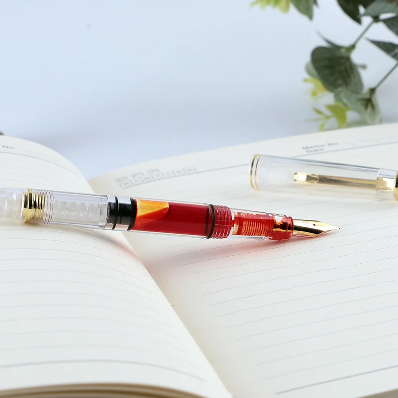 Piston Large Capacity Fountain Pen Transparent Ink Writing and Painting Pen