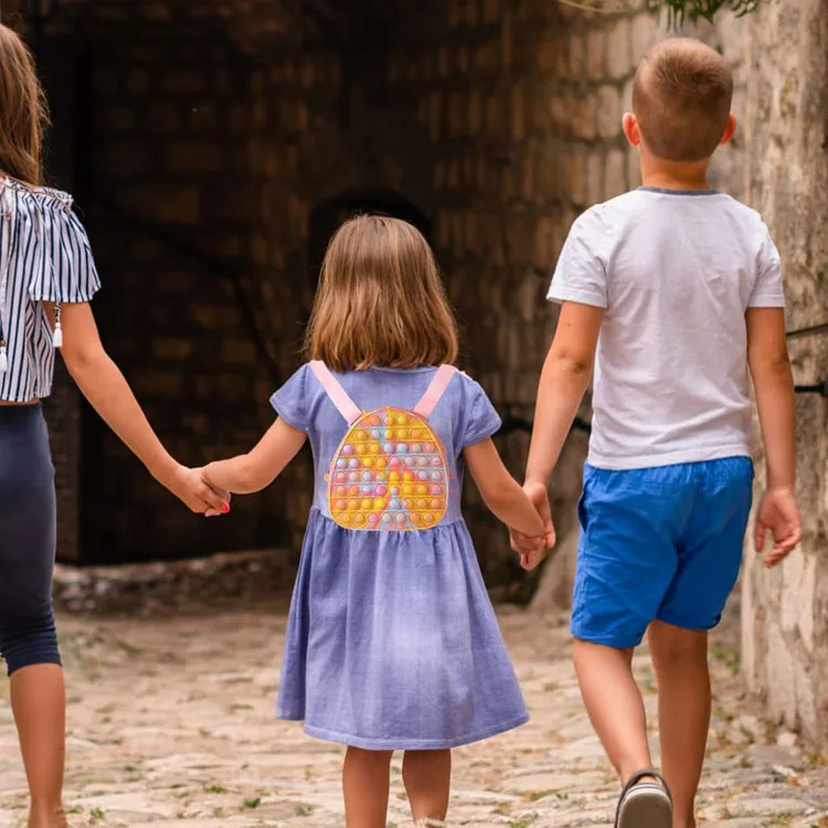 New Design Sensory Silicone Kids Bubble Pops Fidget Backpack Anxiety Stress Relief Fidget Toy Bag