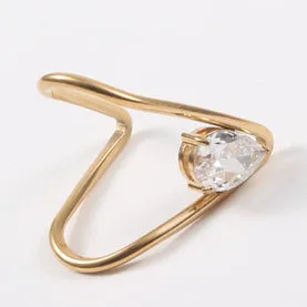 Ins Korean Special Shape Waterproof Stainless Steel Diamond Ring Dainty 14K Gold Plated Cubic Zirconia Ring High End Jewelry