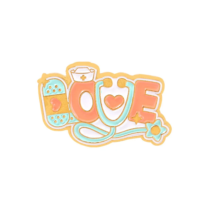 Enamel pins custom fashion jewelry brooches women plated gold metal knit sweater charms adult small stethoscope heart doctor pin
