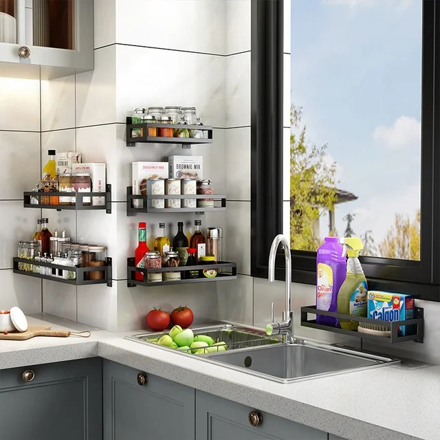 Кухонный стеллаж для приправ из нержавеющей стали настенный специй кухонный Органайзер