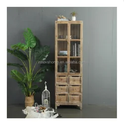 Деревенский американский деревенский стиль, античный деревянный высокий шкаф, деревянная мебель, декоративные шкафы для хранения с дверями и ящиками