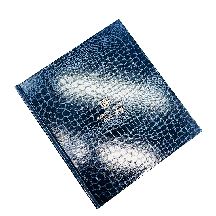 High End Glossy Textured Leather Hardcover Book with Customized box