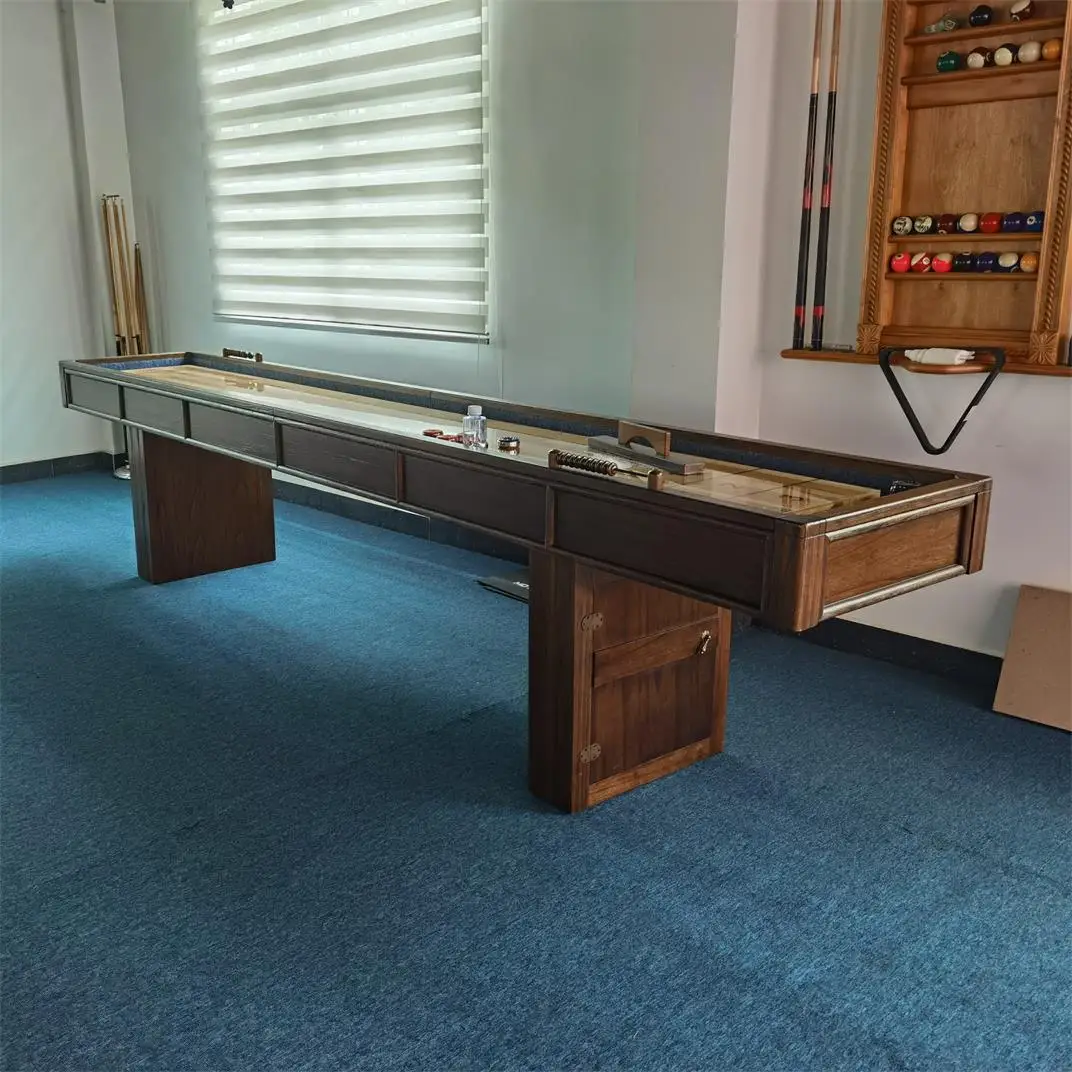 Factory custom wholesaler modern home entertainment play field 12/14/22 foot solid wood shuffle board table shuffleboard