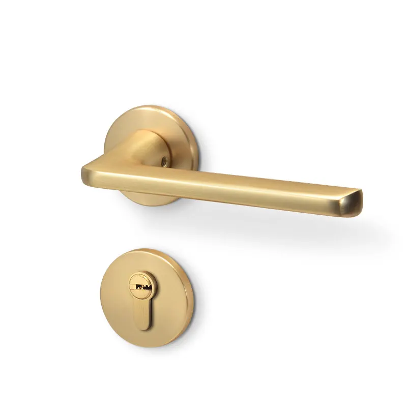 Yonfia A8183R02 Customized luxury brushed gold interior door handle lock set hardware Euro aluminum door handle lock