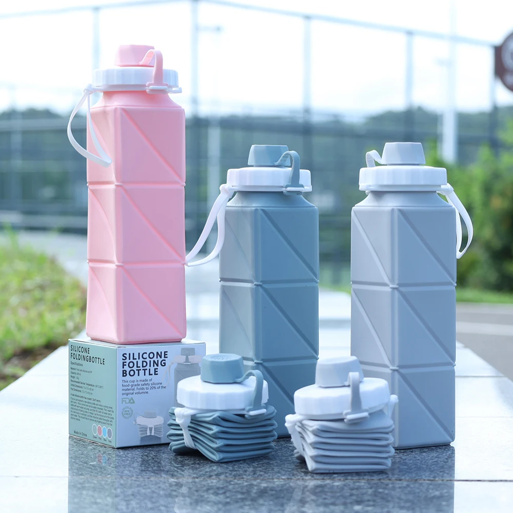 Leakproof Portable Camp Outdoor Travel Custom Food Grade Bpa Free Silicone Bottle Water With Silicone Cover Lid For Kids