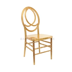 Wholesale Event Party Banquet Gold Resin Stacking Phoenix Round Back Wedding Chairs