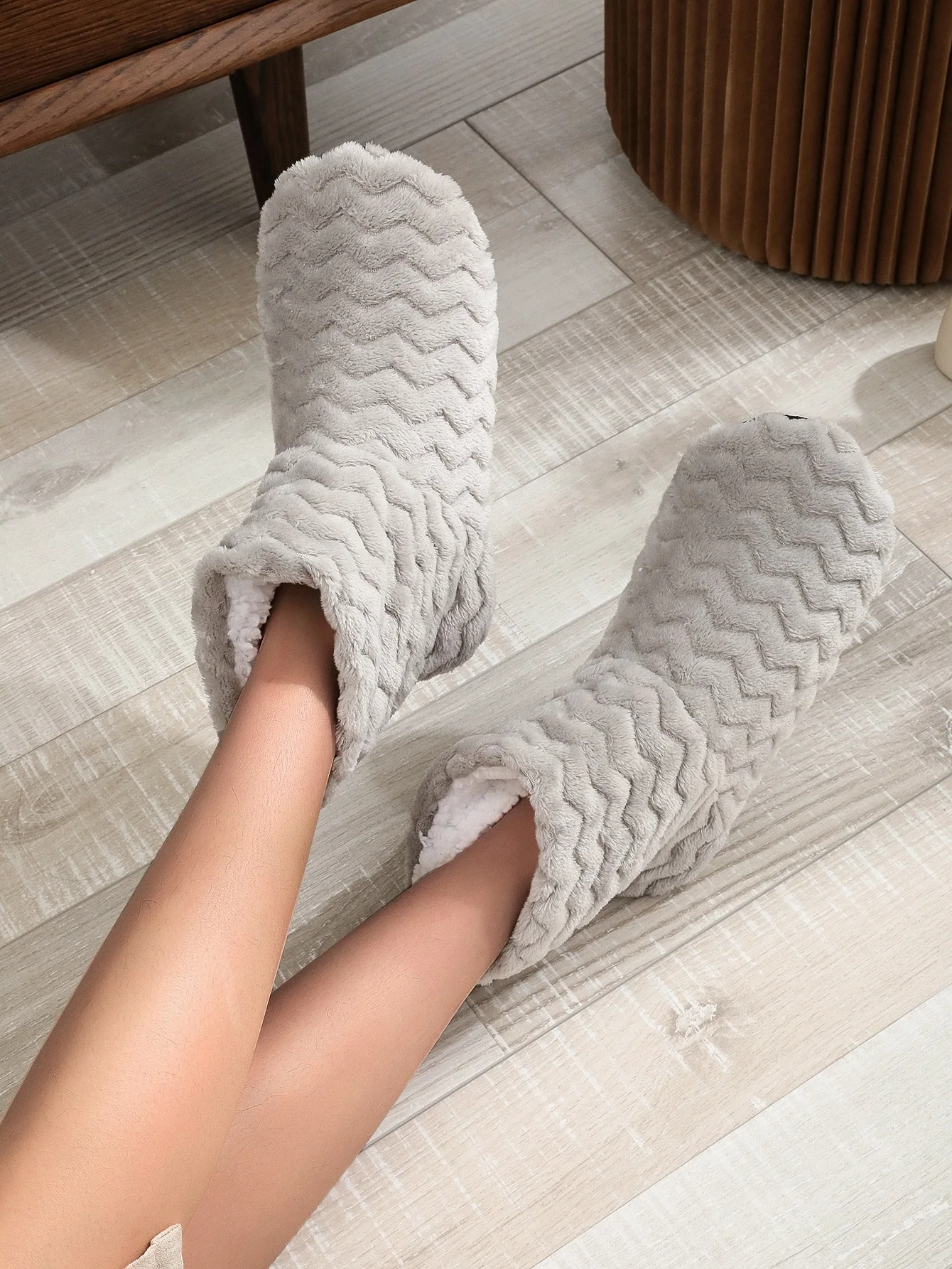 Women Winter Floor Shoes Indoor Home Quiet Slippers Fur Cotton Plush Anti Skid Non-Slip Soft Warm Boots